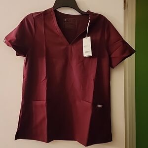 NWT! Figs Burgundy Scrub Top